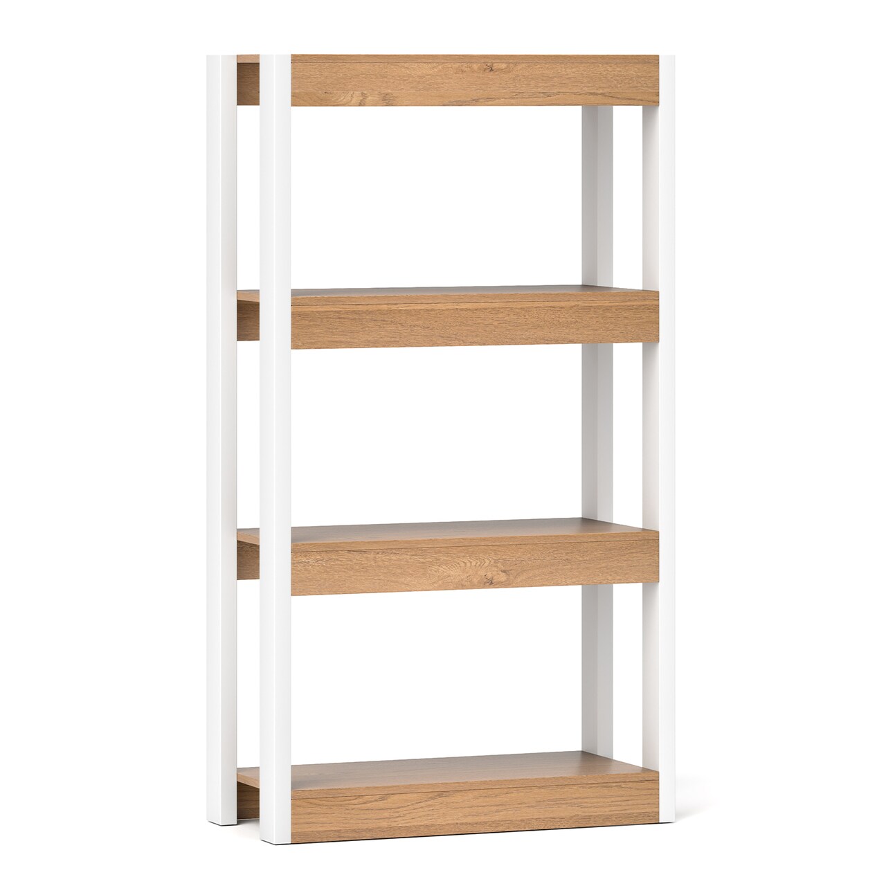 4 Tier Bookshelf Wooden Bookcase with Dual Anti-Tipping Kits Perfect for Living Rooms, Bedrooms Or Studies